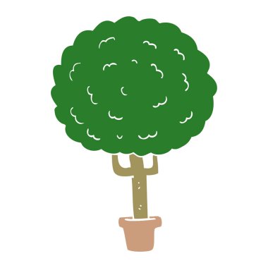 düz renk tarzı çizgi film ağaç