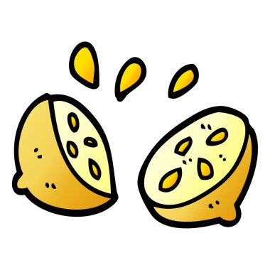 çizgi film doodle yarıya limon