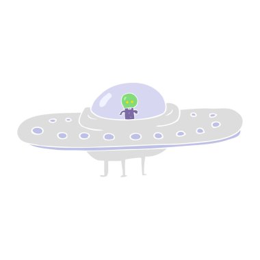 uçan daire düz renkli çizimi