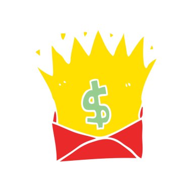 düz renk tarzı çizgi film zarf para işareti ile