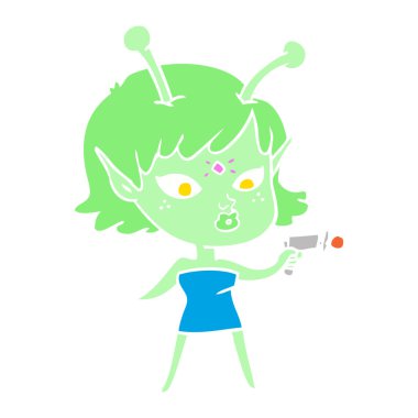 oldukça düz renk tarzı çizgi film yabancı kız