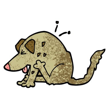 tırmalamak grunge dokulu illüstrasyon karikatür köpek