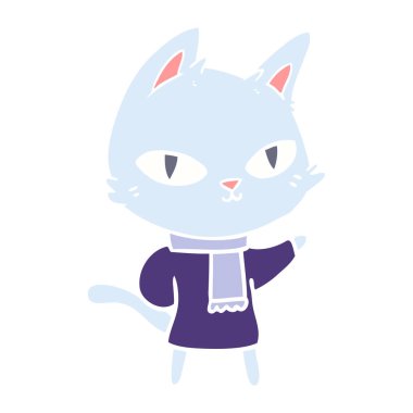 düz renk stil karikatür kedi bakıyor