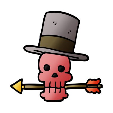 çizgi film doodle kafatası ve ok