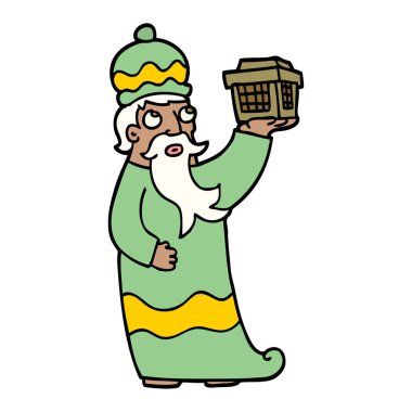 Üç Akil adam el çizilmiş doodle stil çizgi film biri