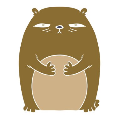 düz renk stil karikatür rahatsız ayı yorgun