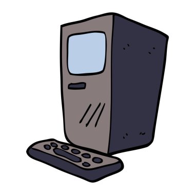 çizgi film doodle bilgisayar ve klavye