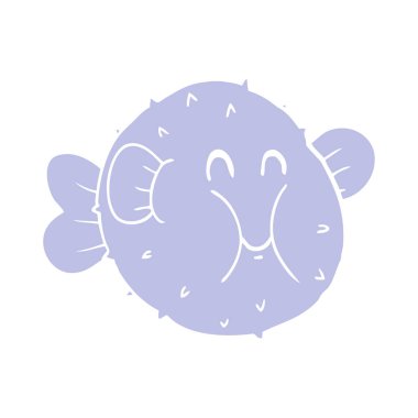 düz renk tarzı çizgi film kirpi balığı