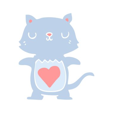 sevimli düz renk stil karikatür kedi