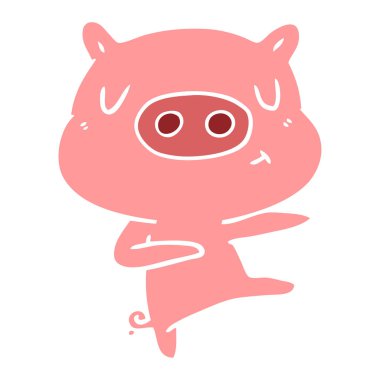 düz renk tarzı çizgi film içerik domuz dans