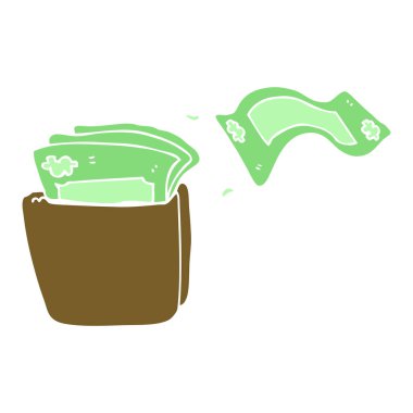 çizgi film doodle cüzdanı para dolu