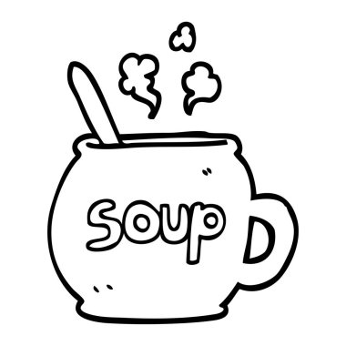 çorba fincan siyah beyaz çizgi film