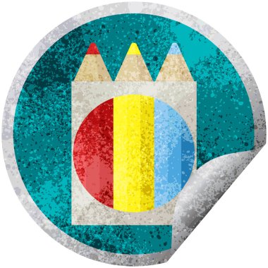 paketi kalem grafik vektör çizim dairesel etiket renklendirme