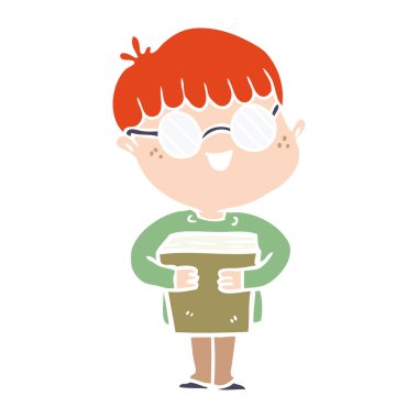 düz renk stil çizgi film erkek gözlük takıyor