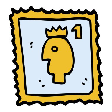 çizgi film doodle damga Kraliyet kafa ile