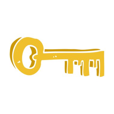 çizgi film doodle altın anahtar