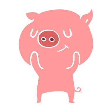 mutlu düz renk tarzı çizgi film domuz