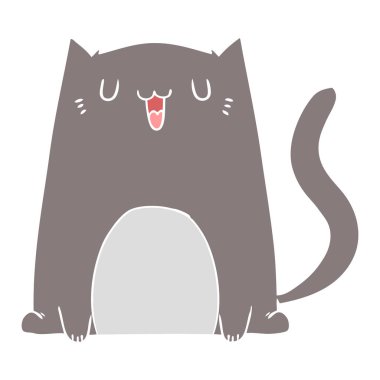 komik düz renk stil karikatür kedi