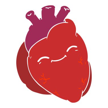 düz renk stil karikatür mutlu kalp