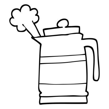 siyah beyaz çizgi film su ısıtıcısı