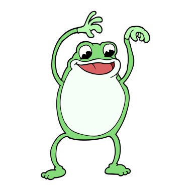çizgi film doodle kurbağa beyaz arka plan üzerinde