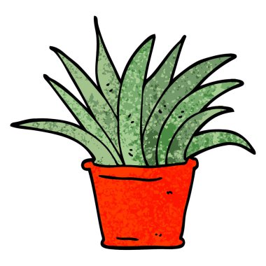 Grunge illüstrasyon karikatür ev bitki dokulu