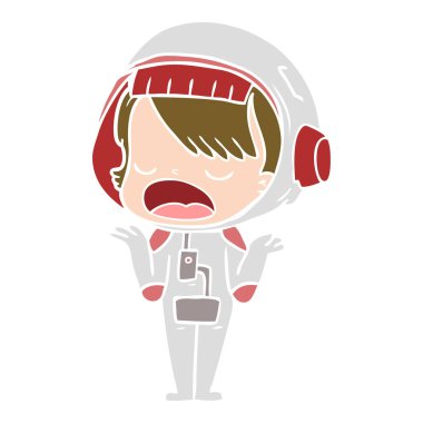 düz renk tarzı çizgi film konuşan astronot