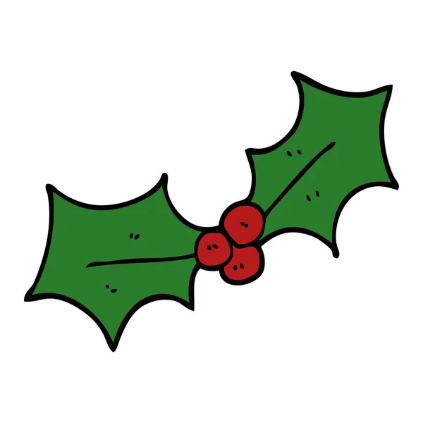 Dibujos Animados Doodle Xmas Holly — Vector de stock