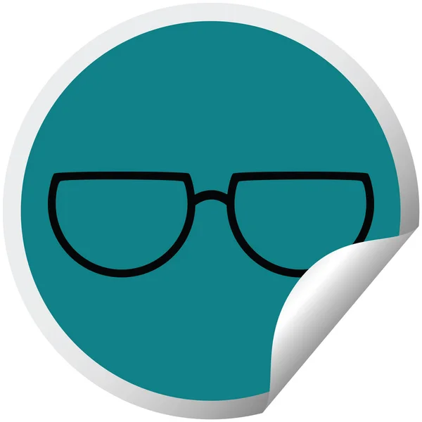 Gafas Gráfico Vector Ilustración Circular Pegatina — Archivo Imágenes Vectoriales