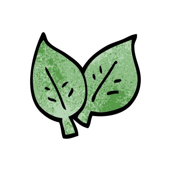 Cartoon Doodle Green Leaves — Stock Vector