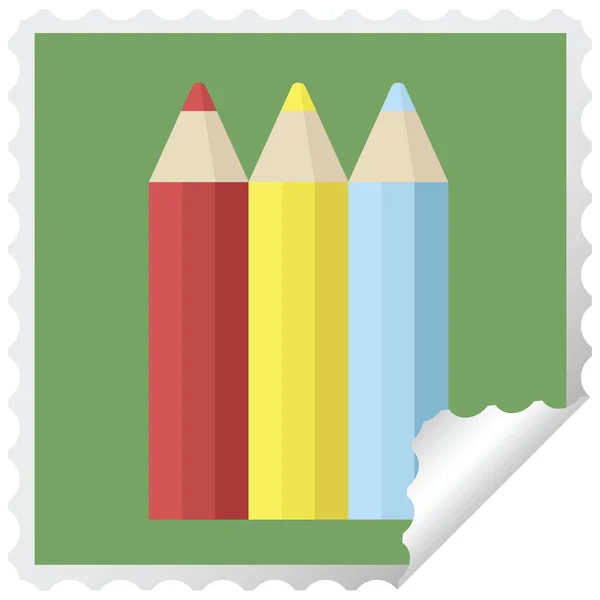 Renk Kalemler Grafik Kare Etiket Damga — Stok Vektör