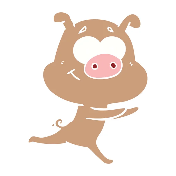 Feliz Color Plano Estilo Dibujos Animados Cerdo — Archivo Imágenes Vectoriales