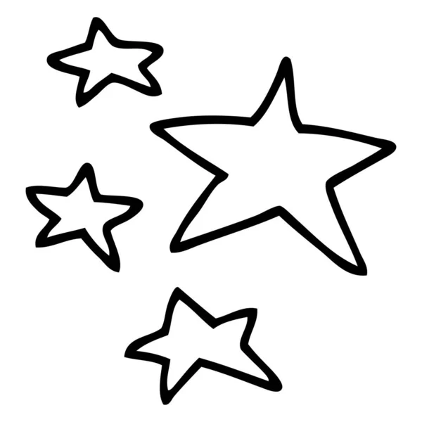 Línea Dibujo Estrellas Dibujos Animados — Vector de stock