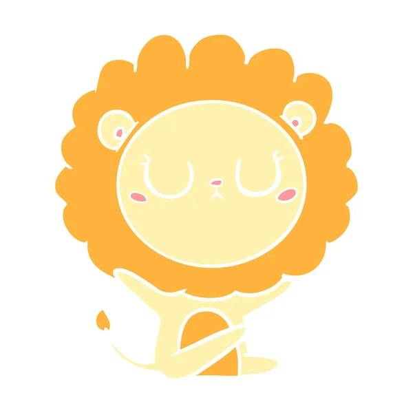 Flat Color Style Cartoon Lion — Stock Vector