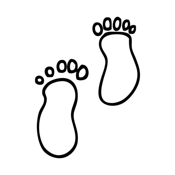 Black White Cartoon Foot Prints — Stock Vector