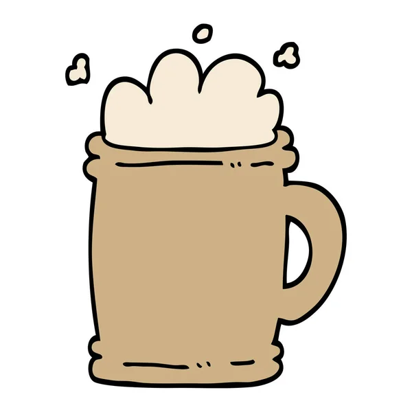 Hand Drawn Doodle Style Cartoon Beer Tankard — Stock Vector