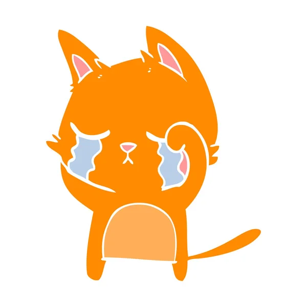 Pleurer Plat Couleur Style Dessin Animé Chat — Image vectorielle