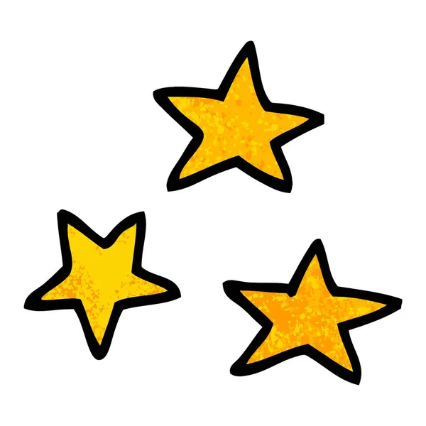 Grunge Textured Illustration Cartoon Three Stars — Stock Vector