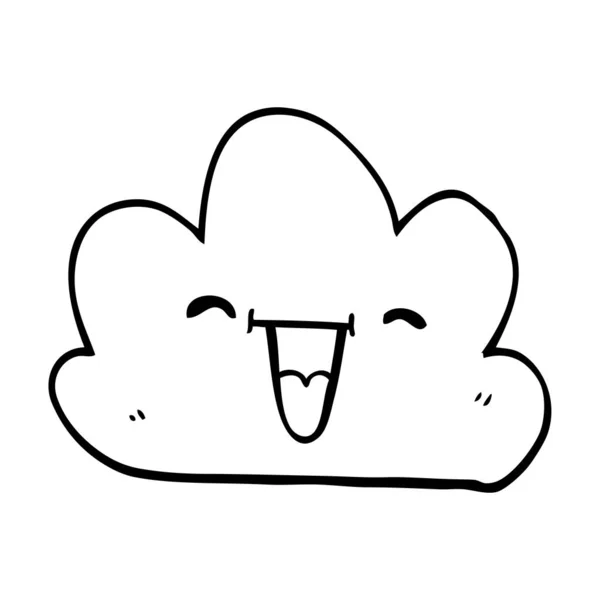 Line Drawing Cartoon Happy Grey Cloud — Stock Vector