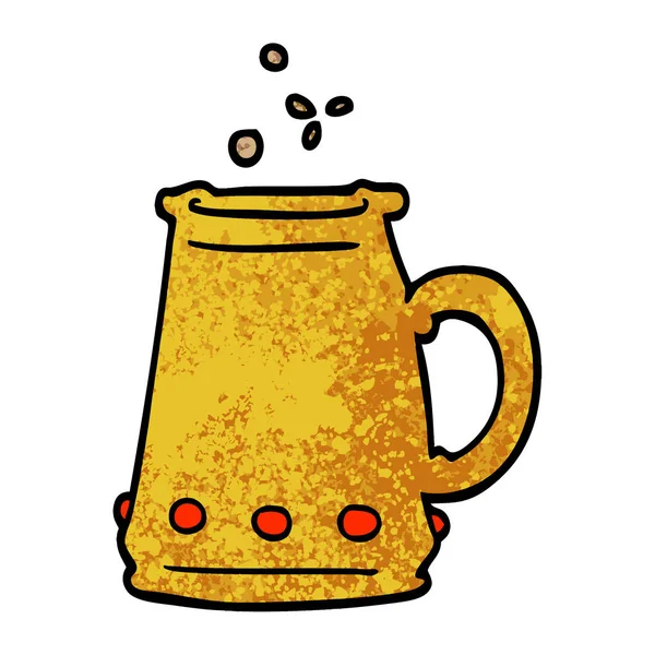 Grunge Getextureerde Illustratie Cartoon Jem Ingelegde Cup — Stockvector