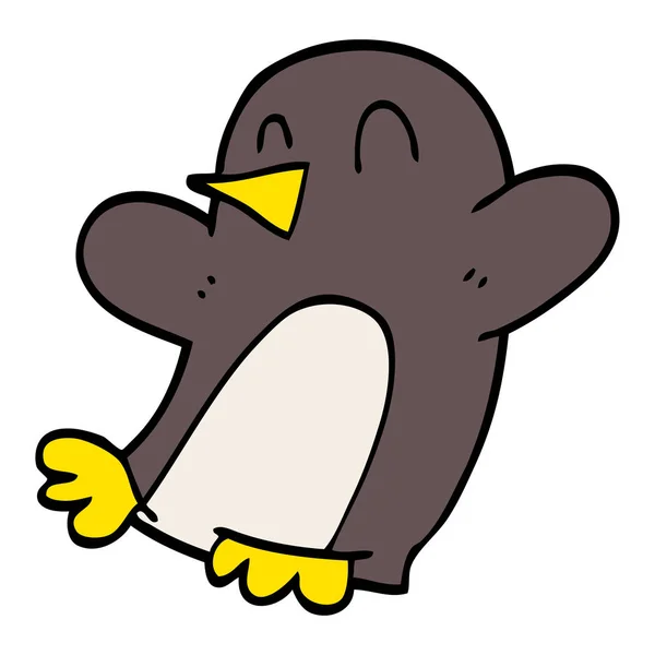 Dibujos Animados Doodle Bailando Pingüino — Archivo Imágenes Vectoriales