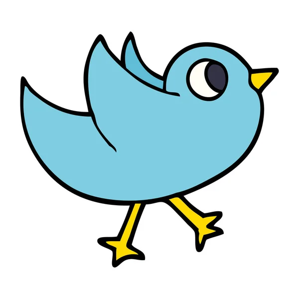 Cartoon Doodle Bird Flapping Wings — Stock Vector