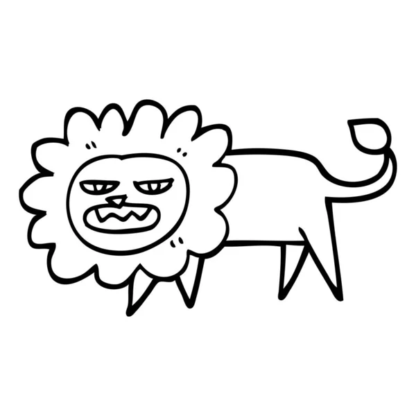 Noir Blanc Dessin Animé Lion Colère — Image vectorielle