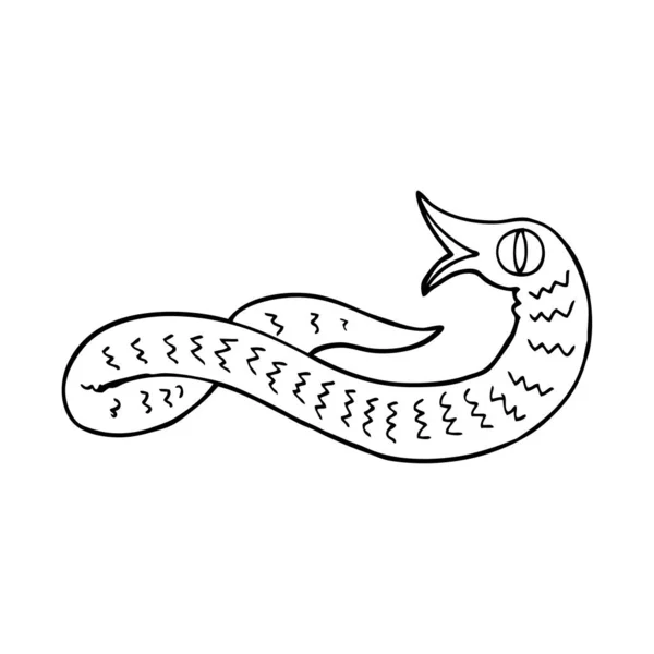 Línea Dibujo Dibujos Animados Serpiente Medieval — Vector de stock