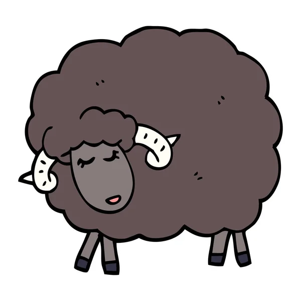 Cartoon Doodle Black Sheep — Stock Vector