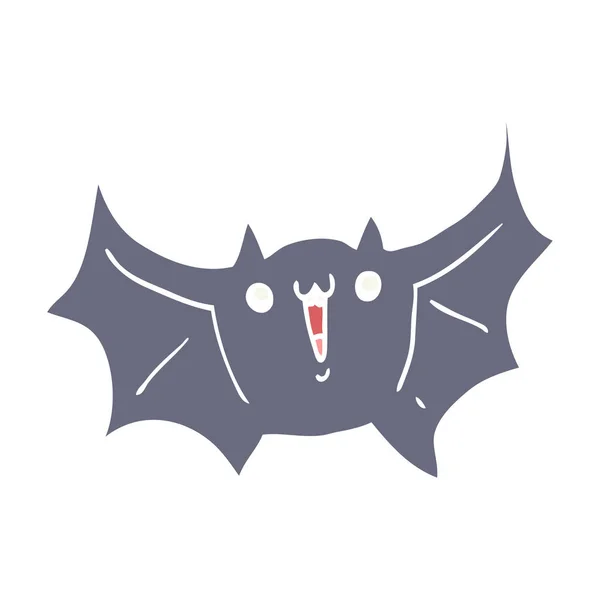 Plat Couleur Style Dessin Animé Heureux Vampire Chauve Souris — Image vectorielle