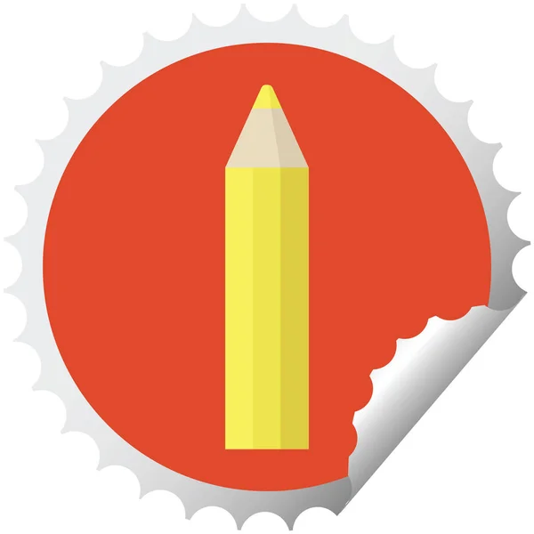 Crayon Colorier Jaune Illustration Vectorielle Graphique Timbre Autocollant Rond — Image vectorielle