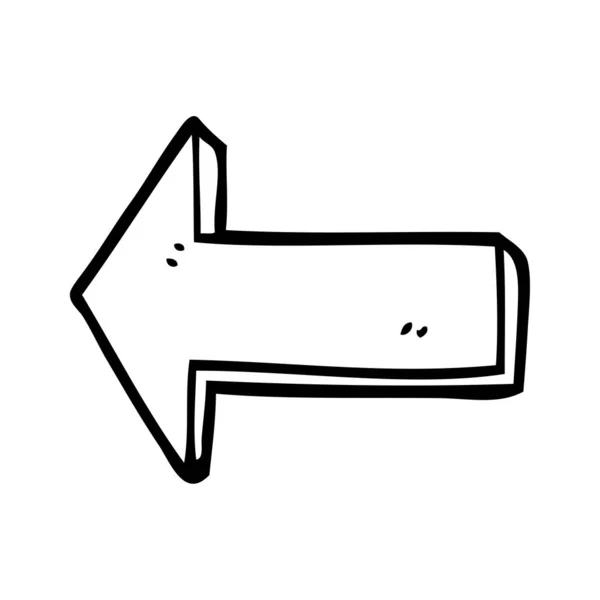 Línea Dibujo Dibujos Animados Dirección Flecha — Vector de stock