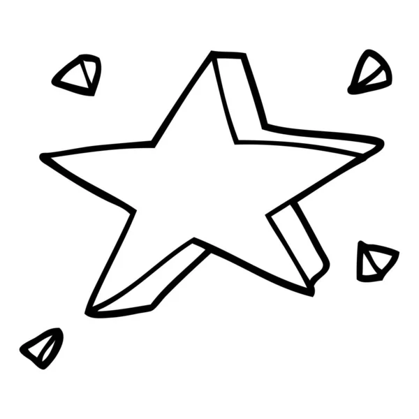 Línea Dibujo Dibujos Animados Estrellas Amarillas — Vector de stock