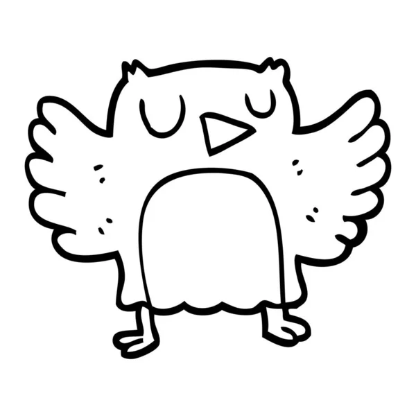 Black White Cartoon Owl — Stock Vector
